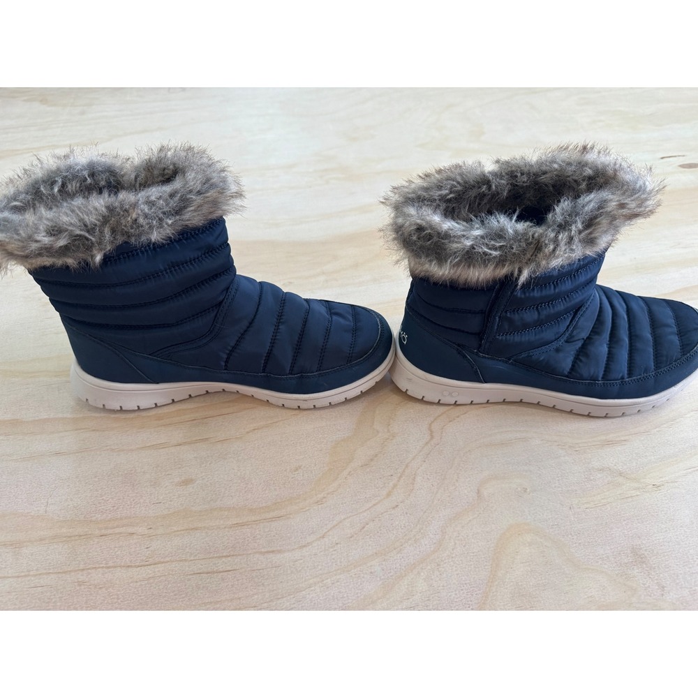 Ryka Navy Quilted‎ Puffer Ankle Boots Faux Fur Winter Booties Womens Size 7 - Picture 2 of 6
